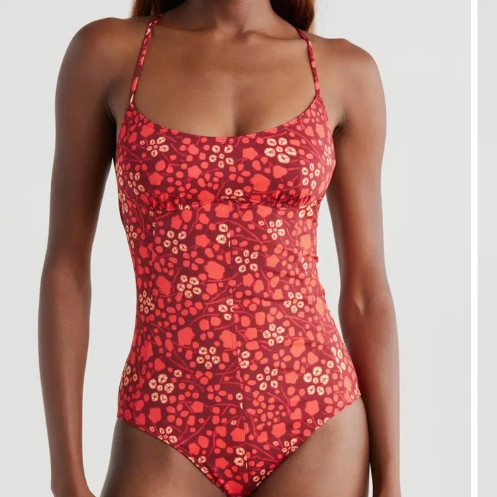 Ulla Johnson Positano One-Piece Swimsuit | Coral Print | Size S - Picture 2 of 7
